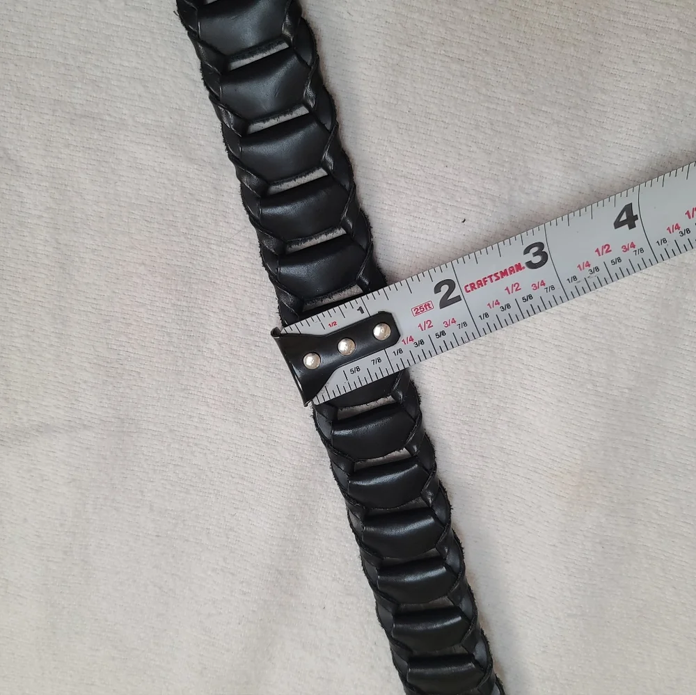 Men's Black Leather Belt M/L, Vintage, Articulated
